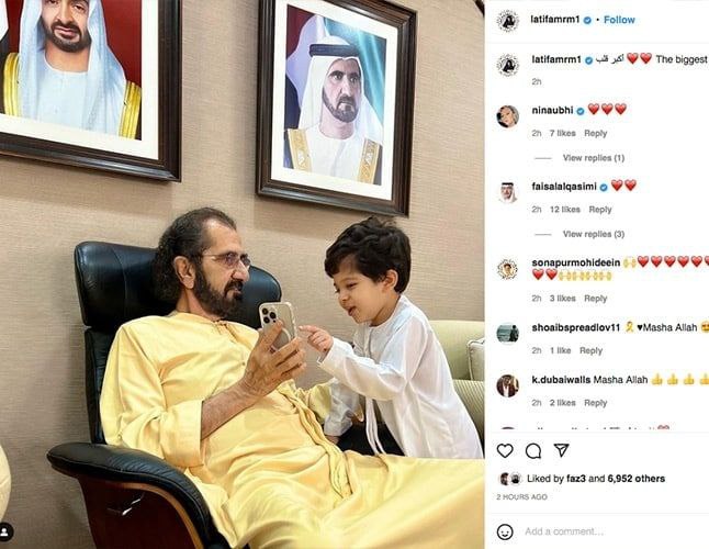 迪拜公主发布温馨照片：迪拜酋长与外孙共度美好时光