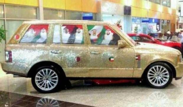 迪拜富豪改装路虎，车身不贴金箔，却花70万贴满硬币