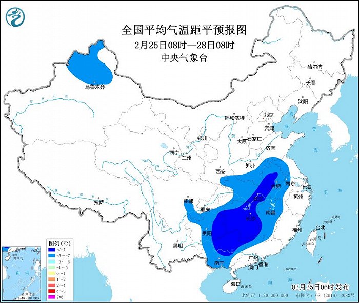 低温黄色预警继续：湖北湖南等省份局地气温较常年偏低7℃以上