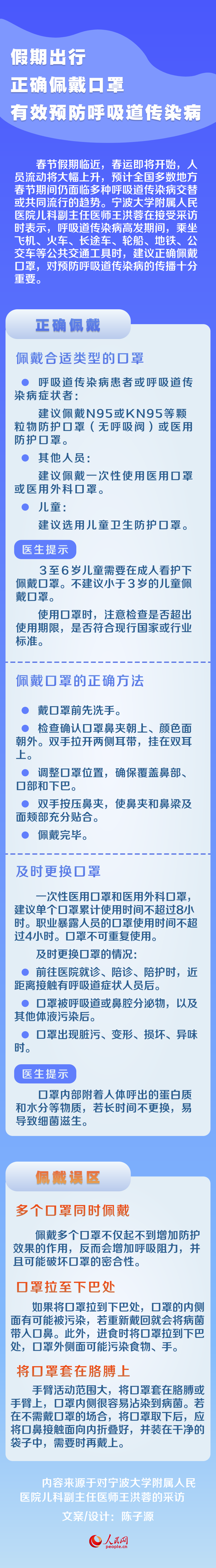 假期出行 正确佩戴口罩有效预防呼吸道疾病