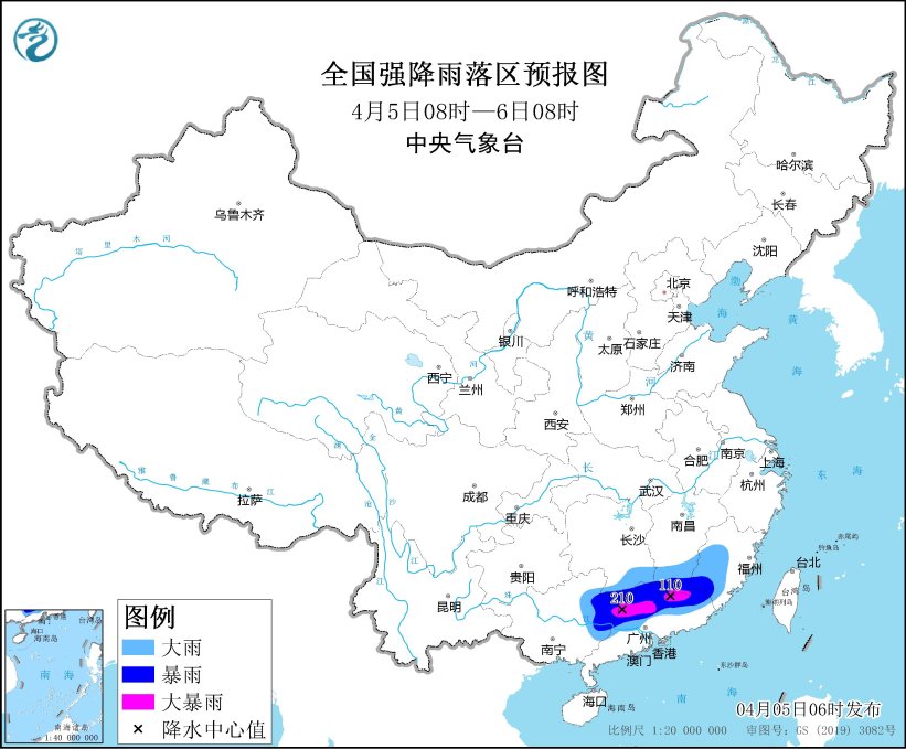 暴雨黄色预警：江西、广西、广东等地部分地区有大暴雨