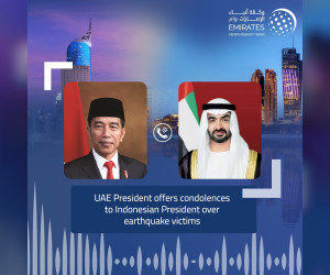阿联酋总统向印尼总统表示哀悼就地震遇难者