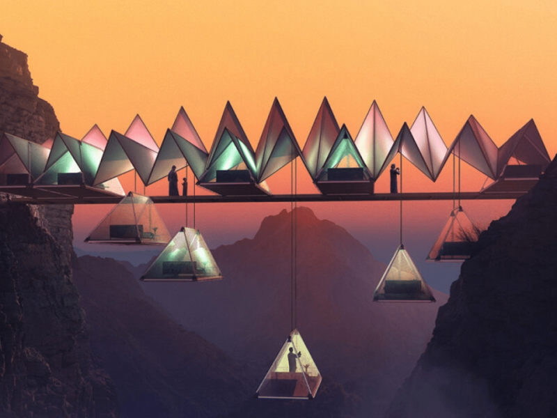 沙迦即将推出“漂浮帐篷”景点，体验野外露营睡在空中！