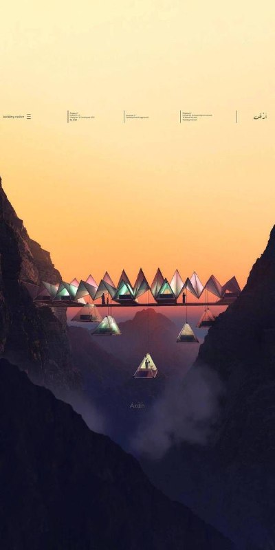 阿联酋造「漂浮酒店」在两山之间露营