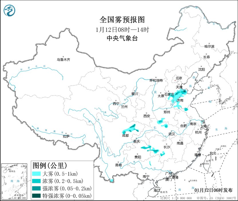 大雾黄色预警：山东、四川、湖北等地局地强浓雾能见度不足200米